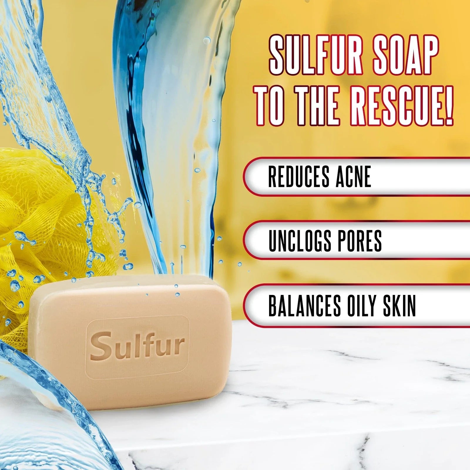 Sulfur Soap, Acne Treatment, Cleaner Bar Soap, Helps you Reduce Oil Exc...